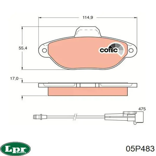 05P483 LPR pastillas de freno delanteras