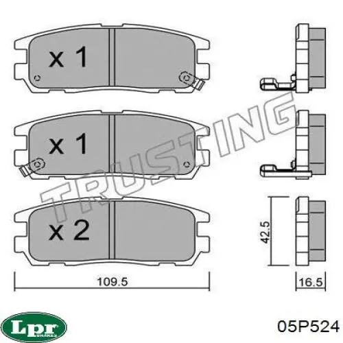 Pastillas de freno traseras 05P524 LPR