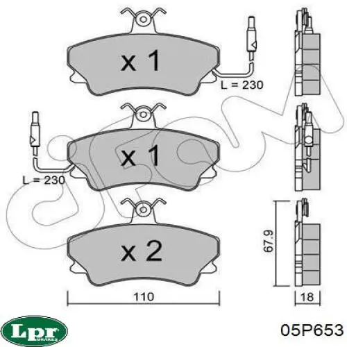 05P653 LPR pastillas de freno delanteras