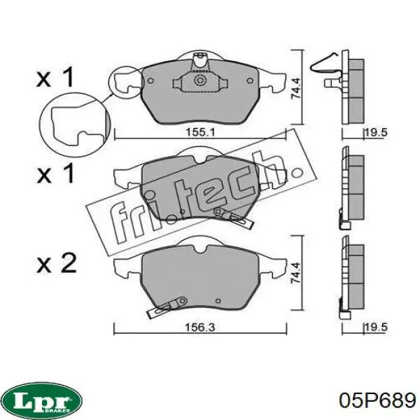 05P689 LPR pastillas de freno delanteras