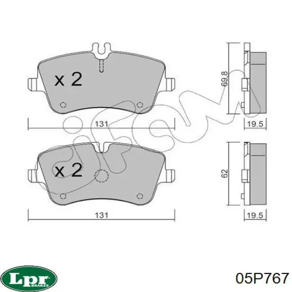 05P767 LPR pastillas de freno delanteras