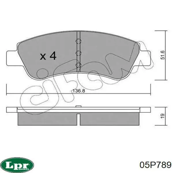05P789 LPR pastillas de freno delanteras