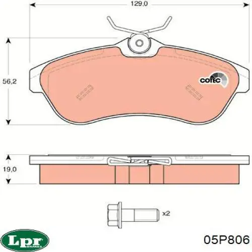 05P806 LPR pastillas de freno delanteras