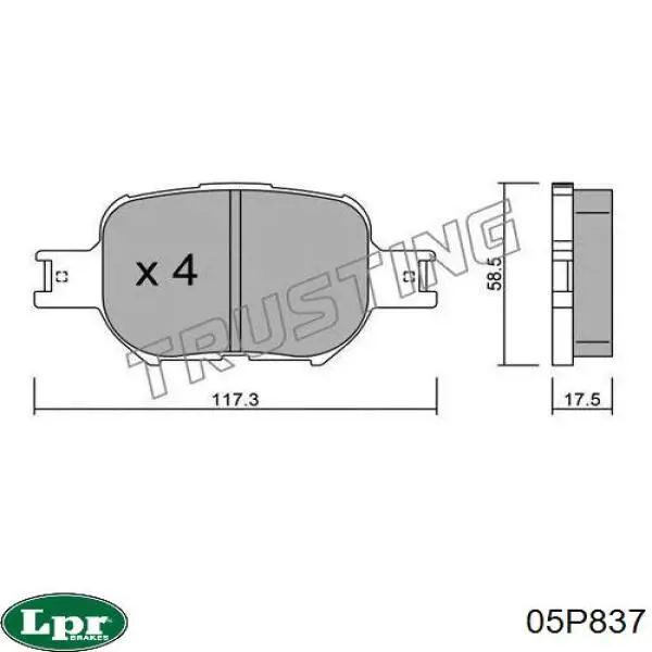 05P837 LPR pastillas de freno delanteras