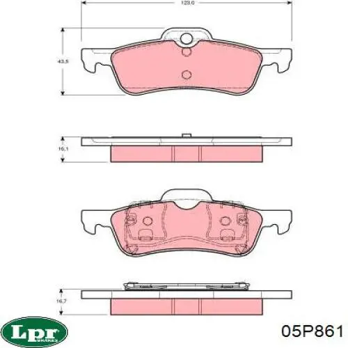 05P861 LPR pastillas de freno traseras