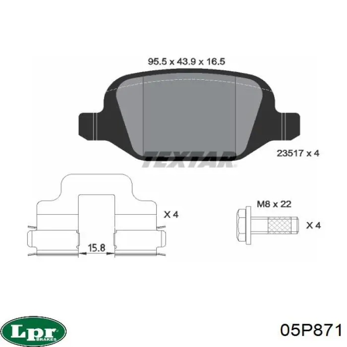 05P871 LPR pastillas de freno traseras