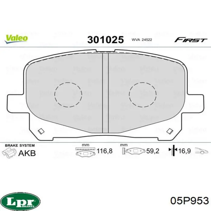 05P953 LPR pastillas de freno delanteras
