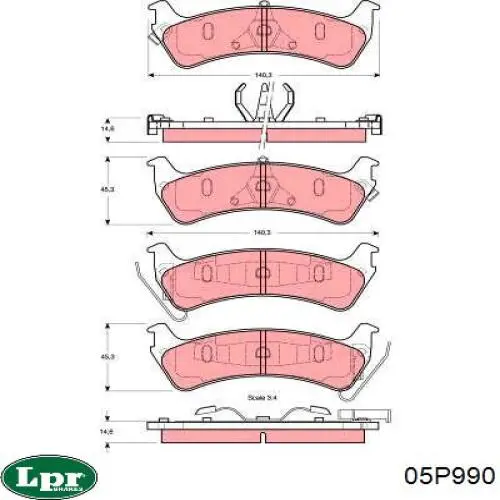 05P990 LPR pastillas de freno traseras