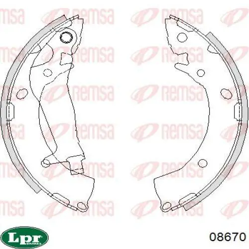 08670 LPR zapatas de frenos de tambor traseras