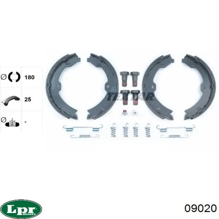 09020 LPR juego de zapatas de frenos, freno de estacionamiento