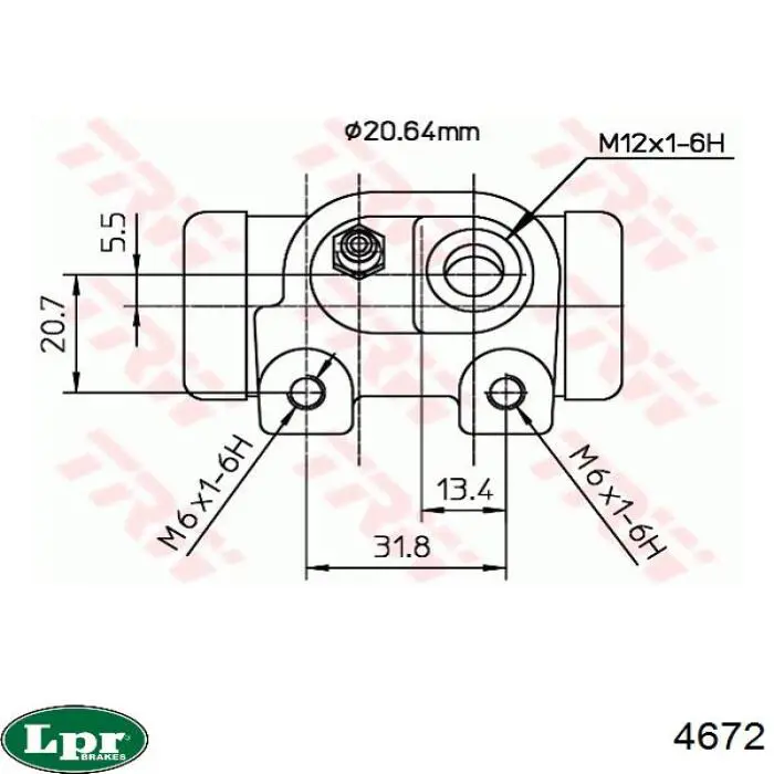 4672 LPR cilindro de freno de rueda trasero