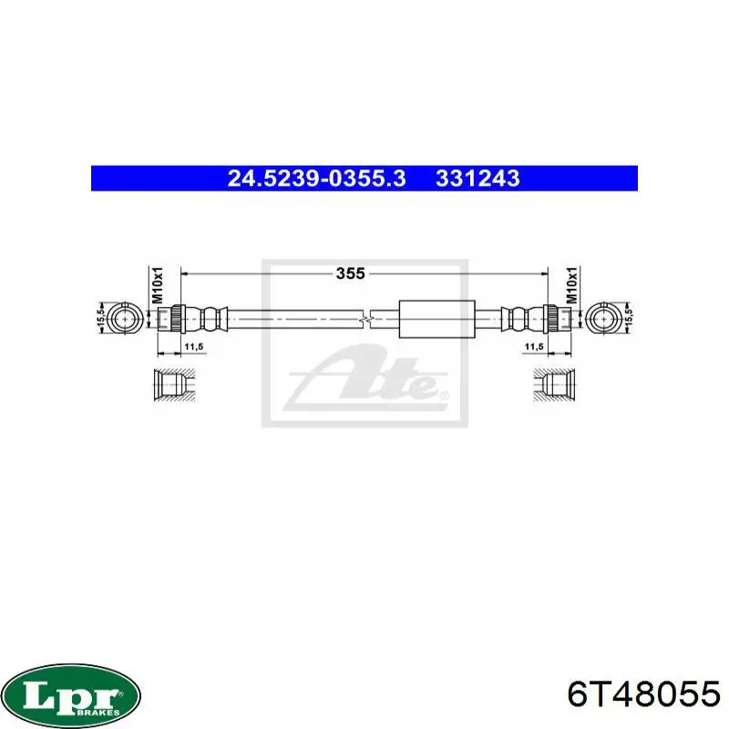 6T48055 LPR tubo flexible de frenos trasero