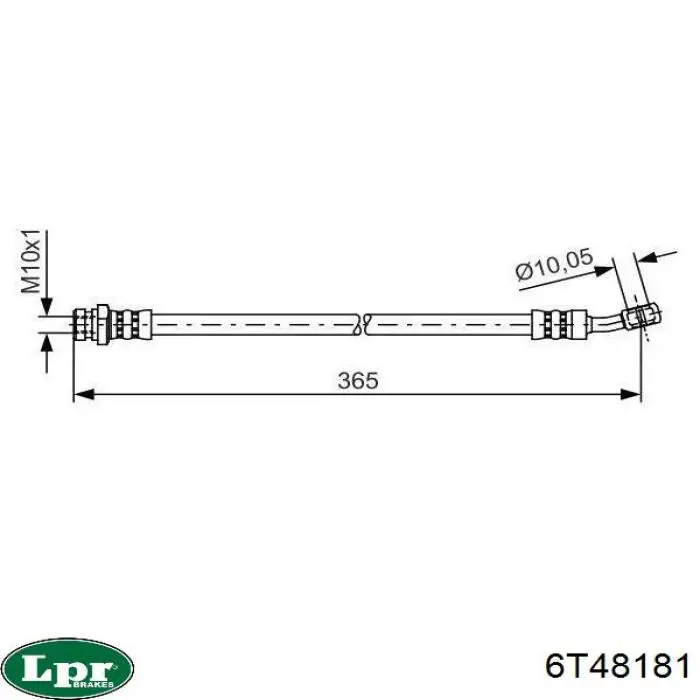 6T48181 LPR tubo flexible de frenos trasero derecho