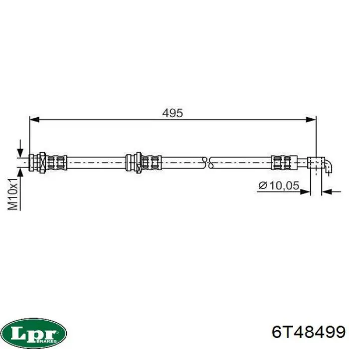 6T48499 LPR tubo flexible de frenos trasero izquierdo