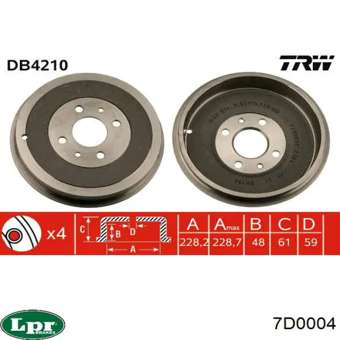 7D0004 LPR freno de tambor trasero