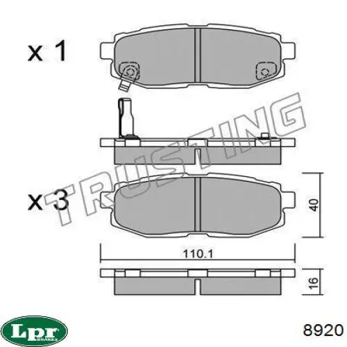 8920 LPR pastillas de freno traseras