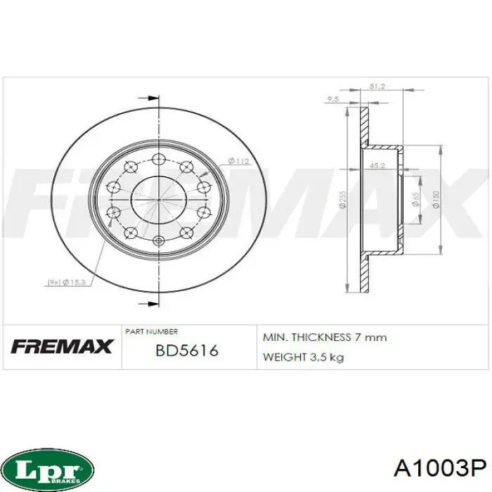 Frenos traseros LPR A1003P