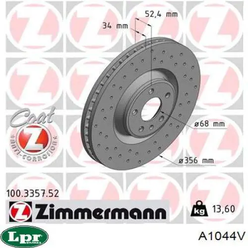 A1044V LPR freno de disco delantero
