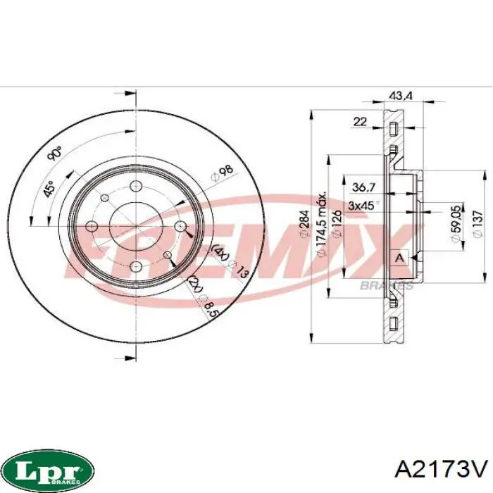 Comprar A2173V LPR Freno de disco delantero