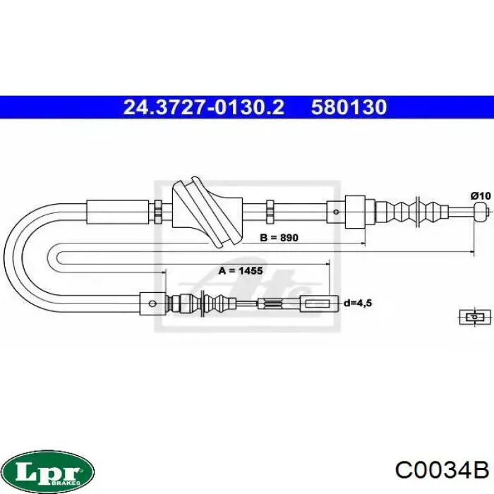 C0034B LPR cable de freno de mano trasero derecho/izquierdo