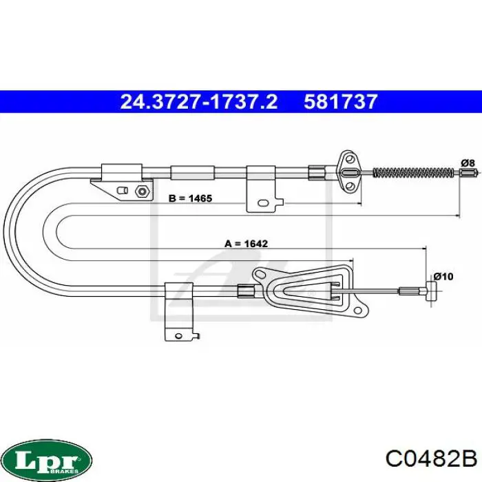 C0482B LPR cable de freno de mano trasero derecho