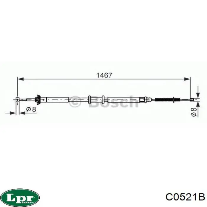 C0521B LPR cable de freno de mano trasero derecho/izquierdo