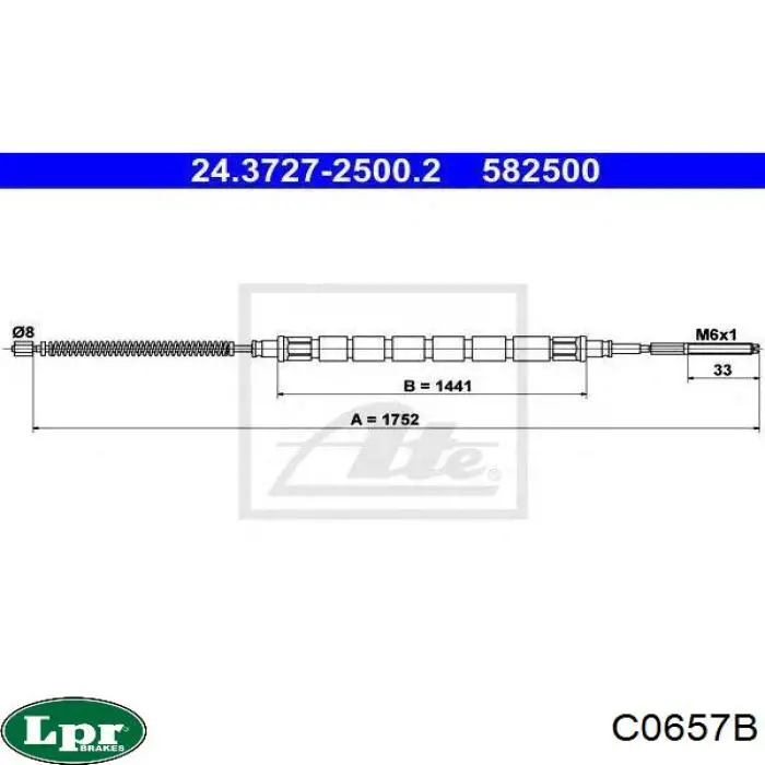 C0657B LPR cable de freno de mano trasero derecho/izquierdo