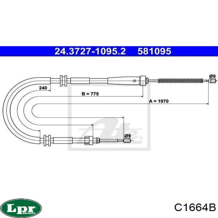Cable de freno de mano trasero derecho/izquierdo LPR C1664B precio, desde 21,51 EUR