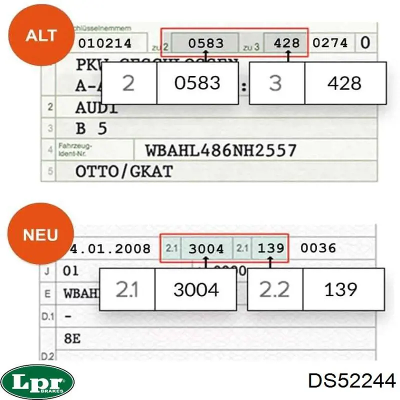 DS52244 LPR árbol de transmisión delantero derecho