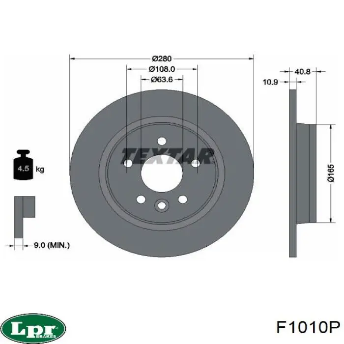Disco de freno trasero Volvo V40 525, 526