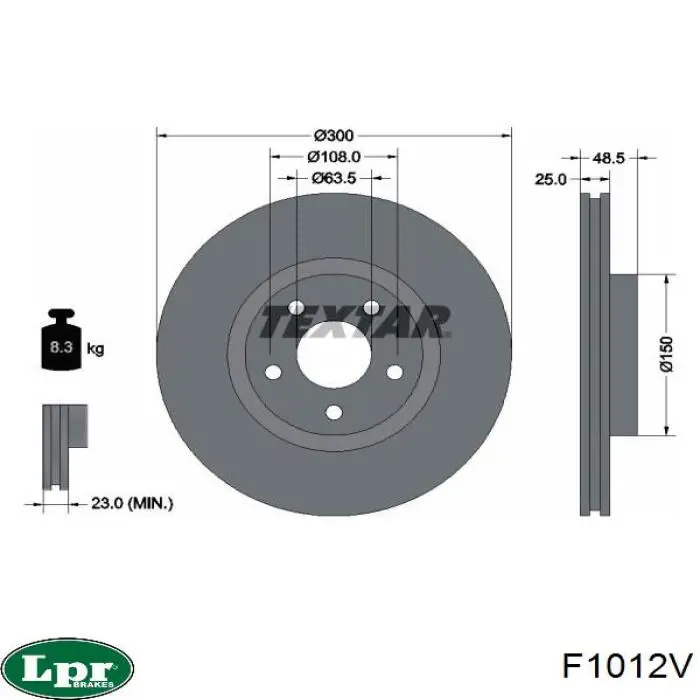Freno de disco delantero Volvo V40 525, 526