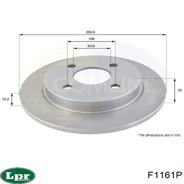 F1161P LPR disco de freno trasero