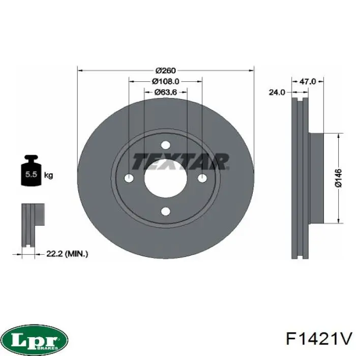 Frenos delanteros LPR F1421V precio, desde 29,12 EUR