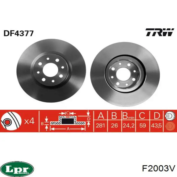 F2003V LPR freno de disco delantero