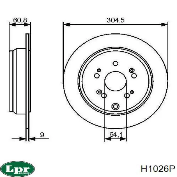 H1026P LPR disco de freno trasero
