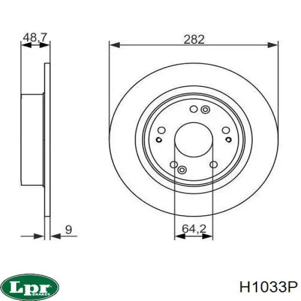 H1033P LPR disco de freno trasero