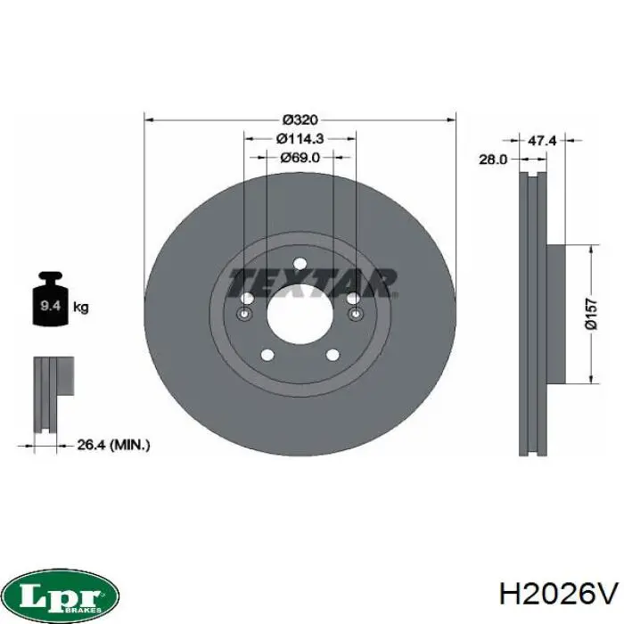 H2026V LPR disco de freno delantero