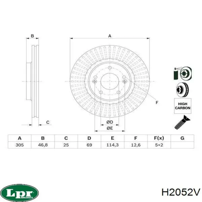 Frenos delanteros LPR H2052V precio, desde 46,53 EUR