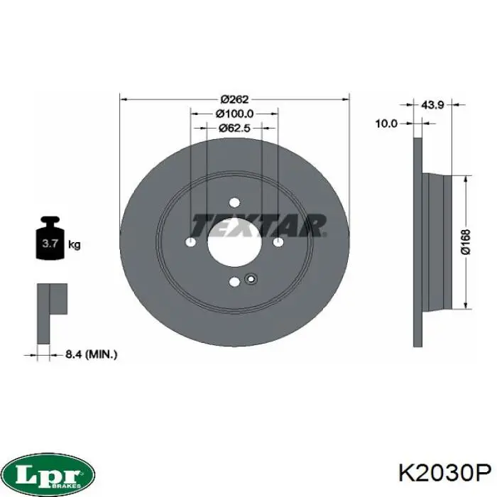 K2030P LPR disco de freno trasero