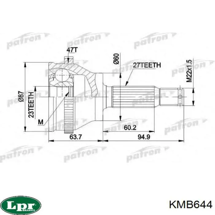 KMB644 LPR junta homocinética exterior delantera