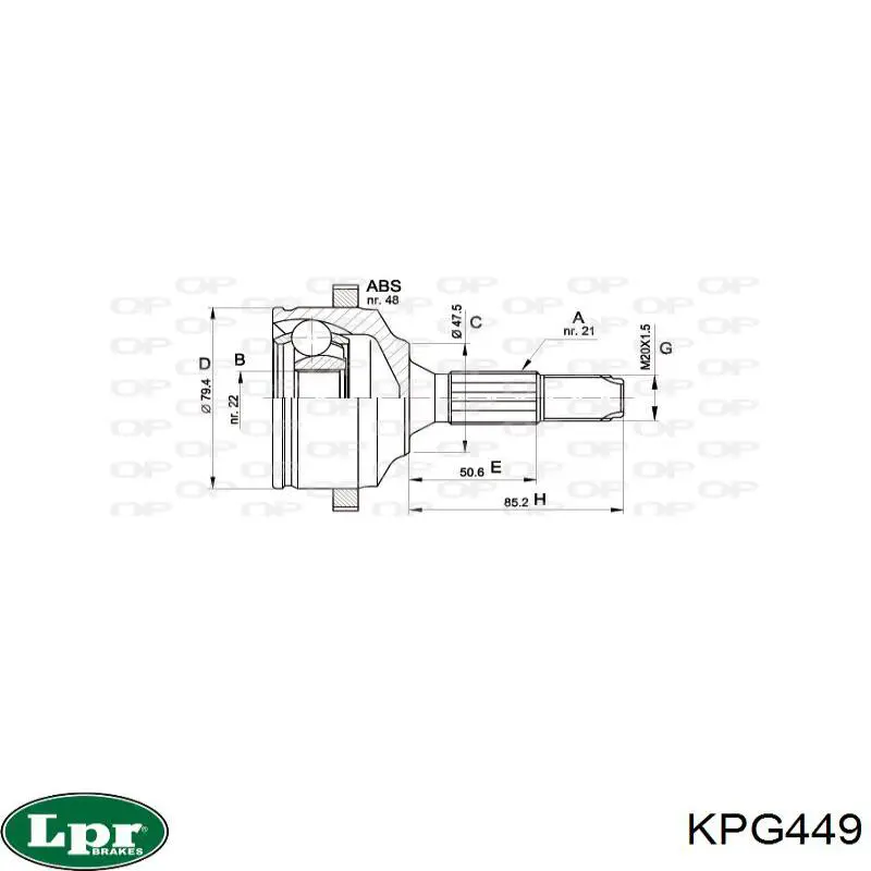 KPG449 LPR junta homocinética exterior delantera