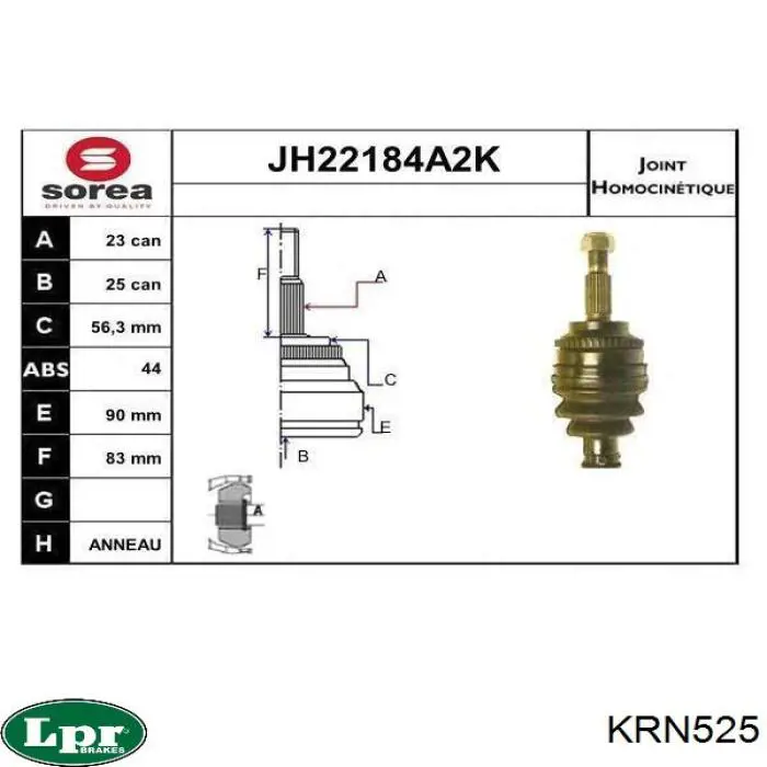 KRN525 LPR junta homocinética exterior delantera