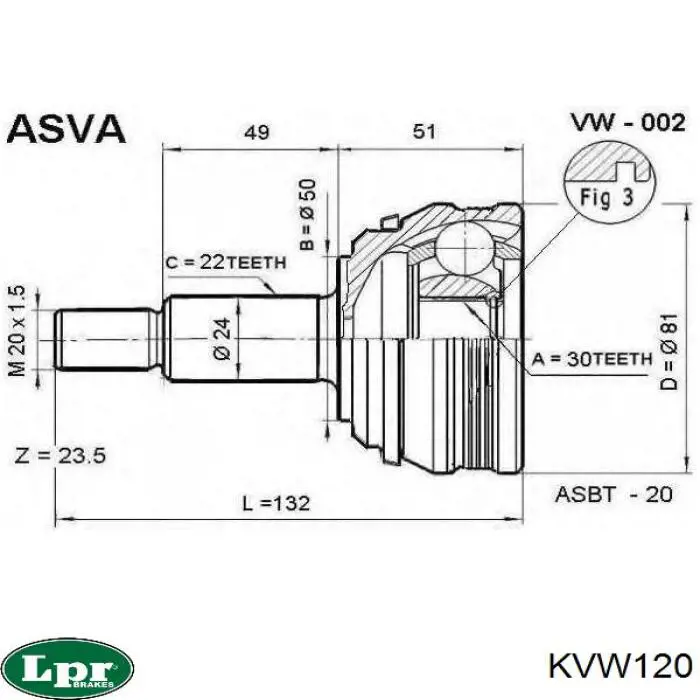 Junta homocinetica KVW120 LPR