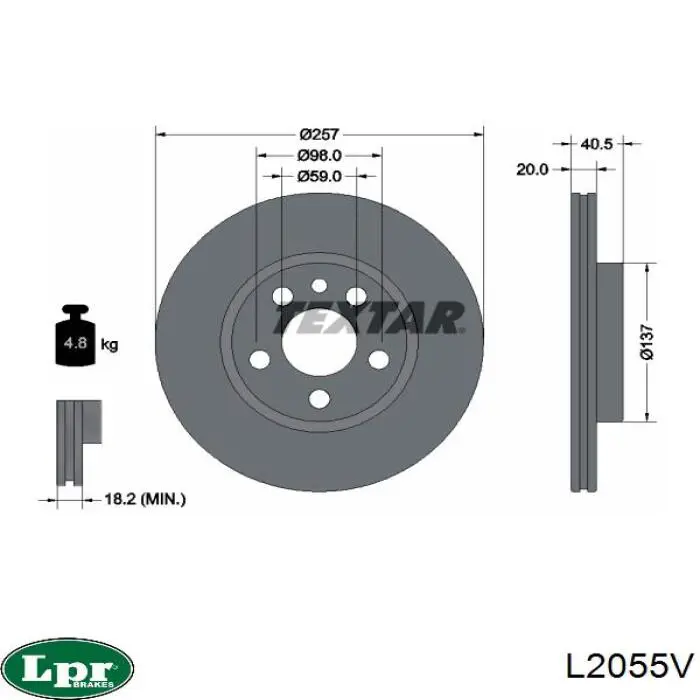 L2055V LPR freno de disco delantero