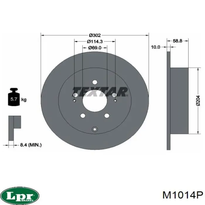 M1014P LPR disco de freno trasero