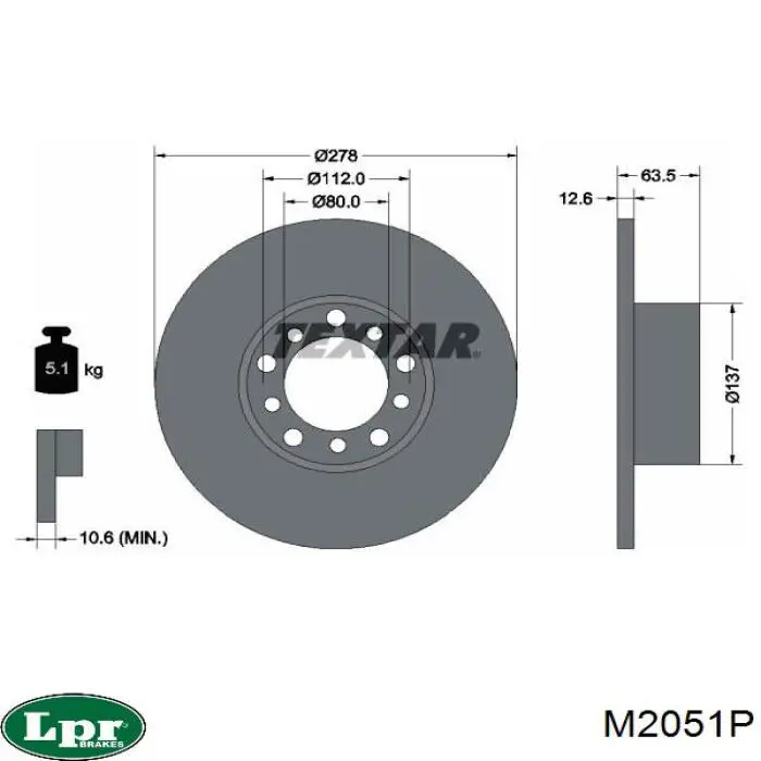 M2051P LPR freno de disco delantero