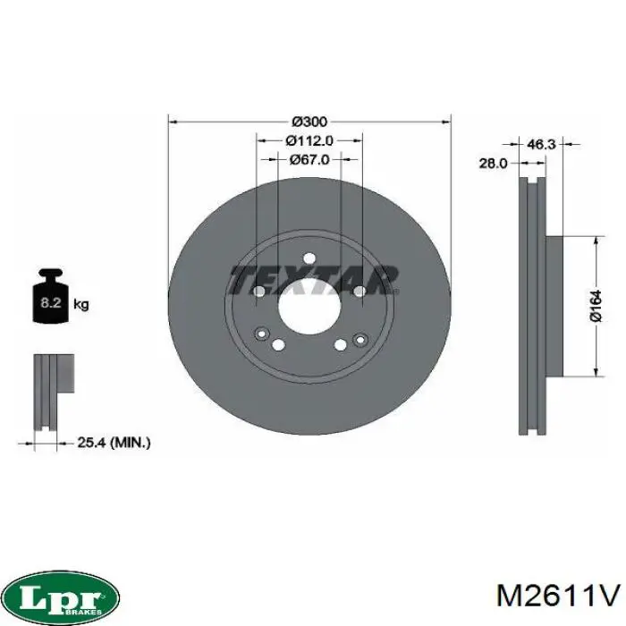 M2611V LPR disco de freno delantero