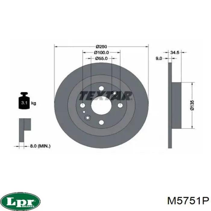 Disco de freno trasero Mazda 323 BG