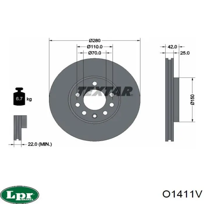 Frenos delanteros LPR O1411V precio, desde 32,91 EUR
