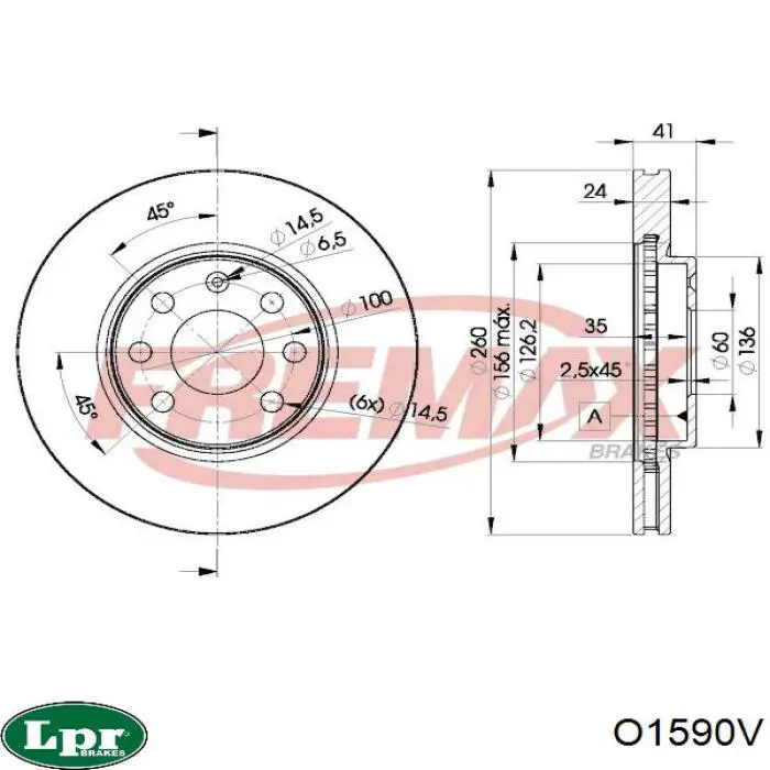 Comprar O1590V LPR Freno de disco delantero